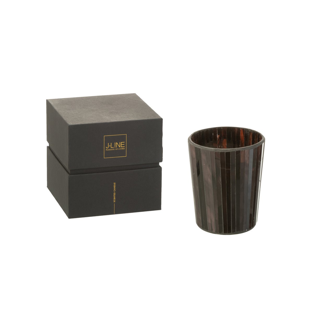 J-Line Duftkerze Noa – Woody Aurora – Glas – braun – mittel – 55U