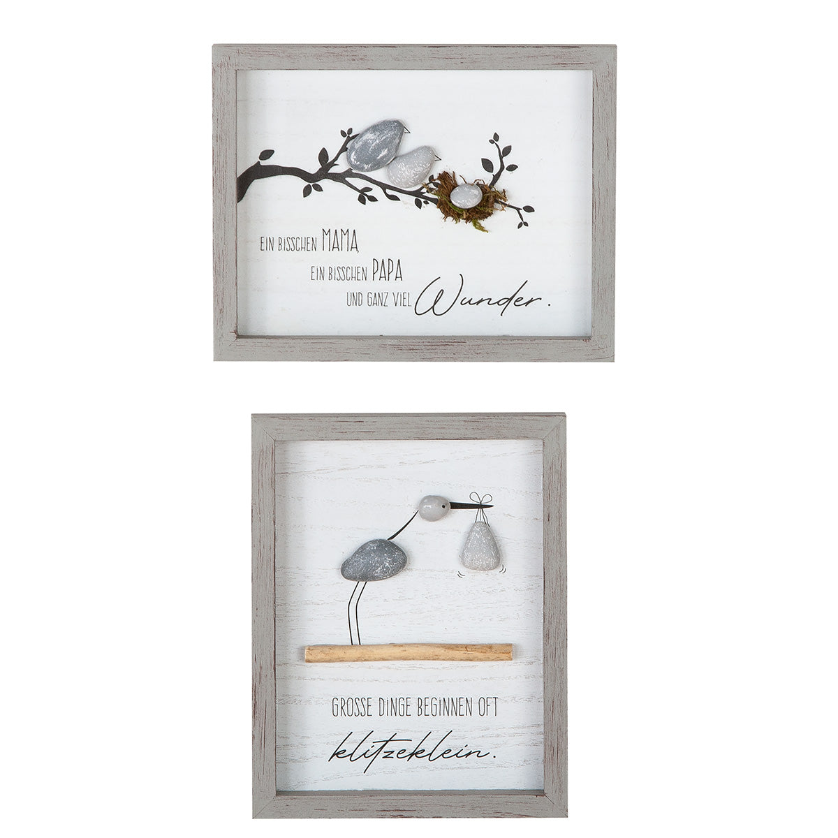 Wandbild Set Herzpoesie Klitzeklein 2er set Steinbild grau