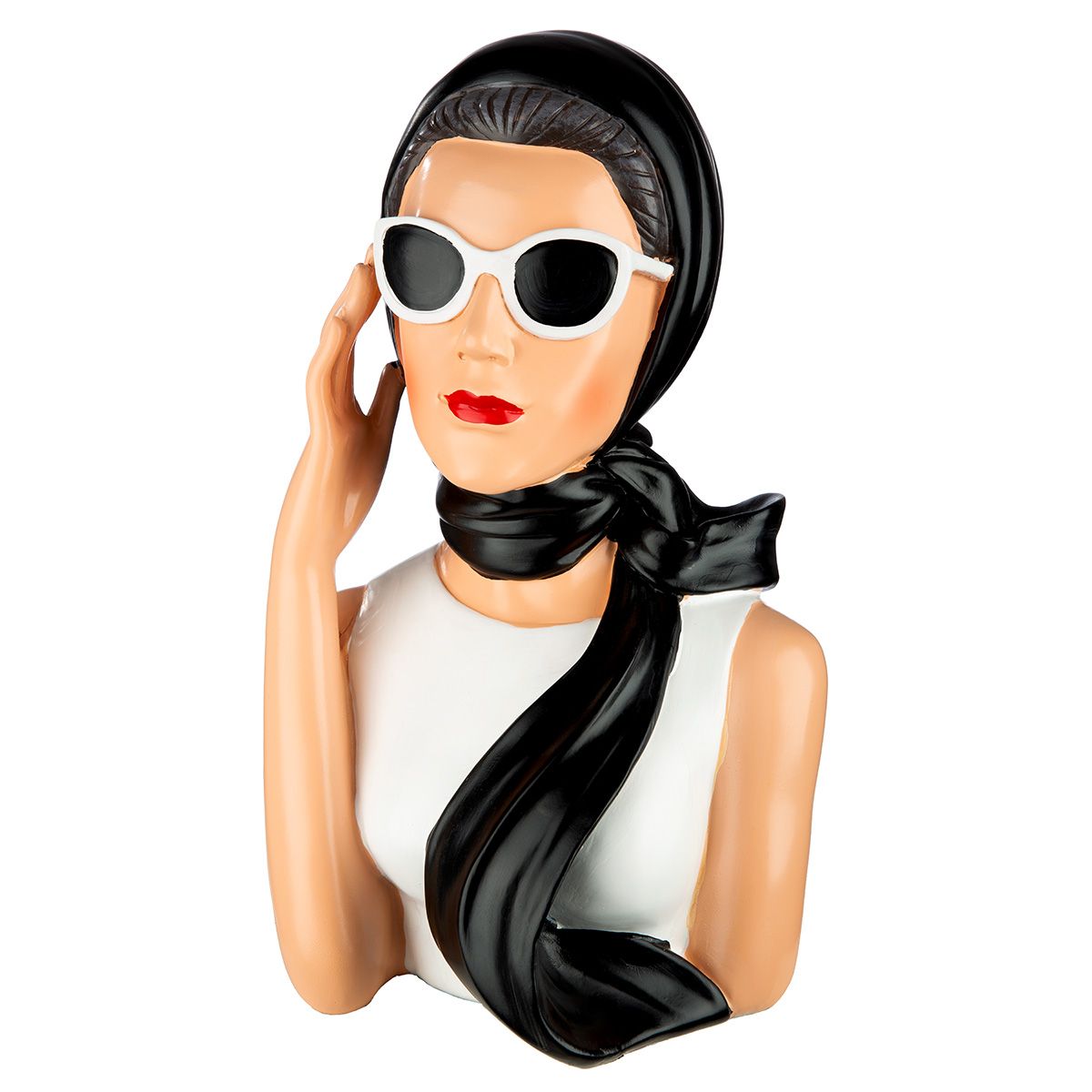 Dekofigur Lady Grace Frauenbüste Retro Stil Schwarz Weiß 27 cm