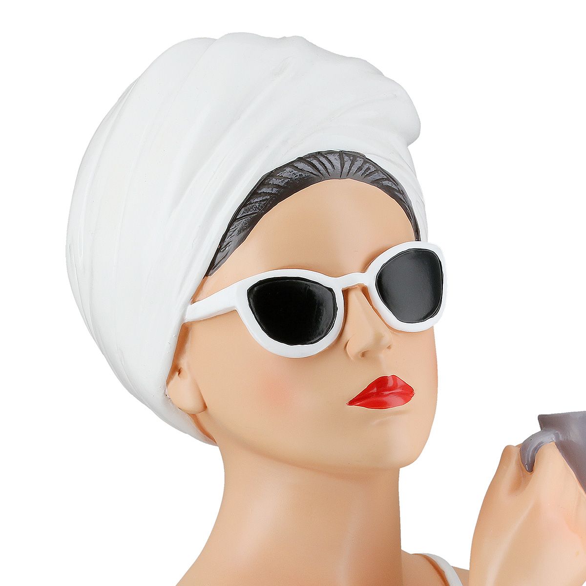 Dekofigur Lady Belle – Elegante Frauenfigur mit Tasse in Weiß 28cm