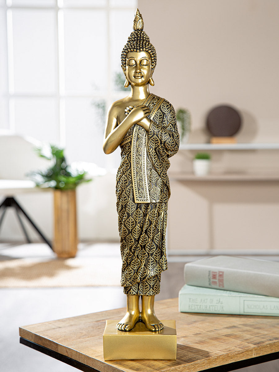 Buddha Figur Serana Gold Schwarz 55cm Kunstharz Deko Statue