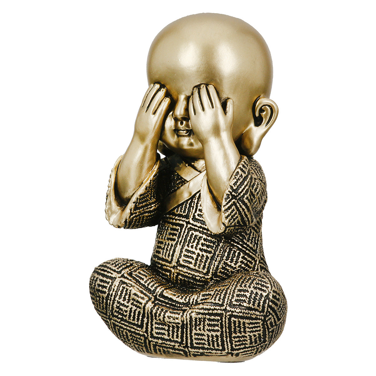 Buddha Figuren Set Monk 3er Set Gold Schwarz Kunstharz Deko
