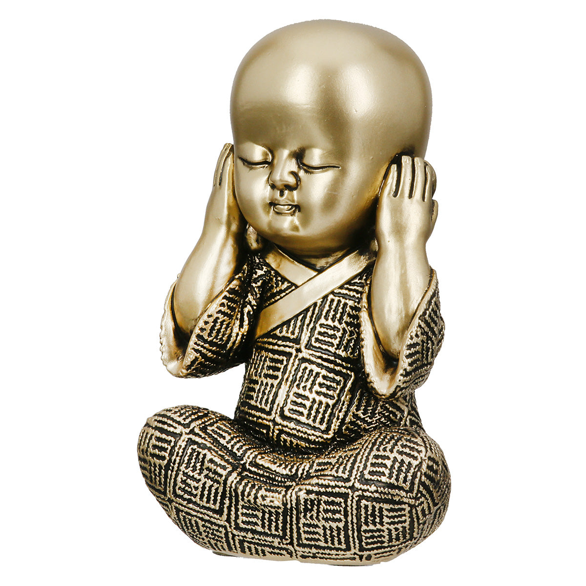 Buddha Figuren Set Monk 3er Set Gold Schwarz Kunstharz Deko