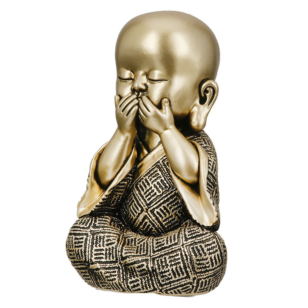 Buddha Figuren Set Monk 3er Set Gold Schwarz Kunstharz Deko