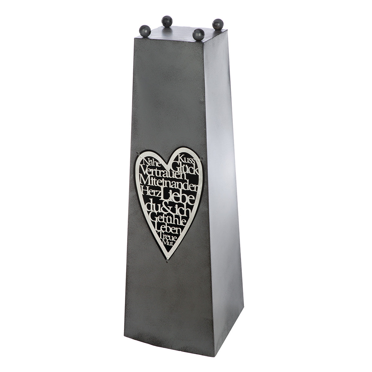 Herzschrift Schalenstaender Metall Grau 95cm