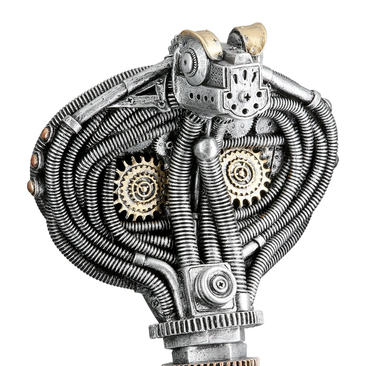 Steampunk Kobra Figur Deko in Silber mit Zahnrädern