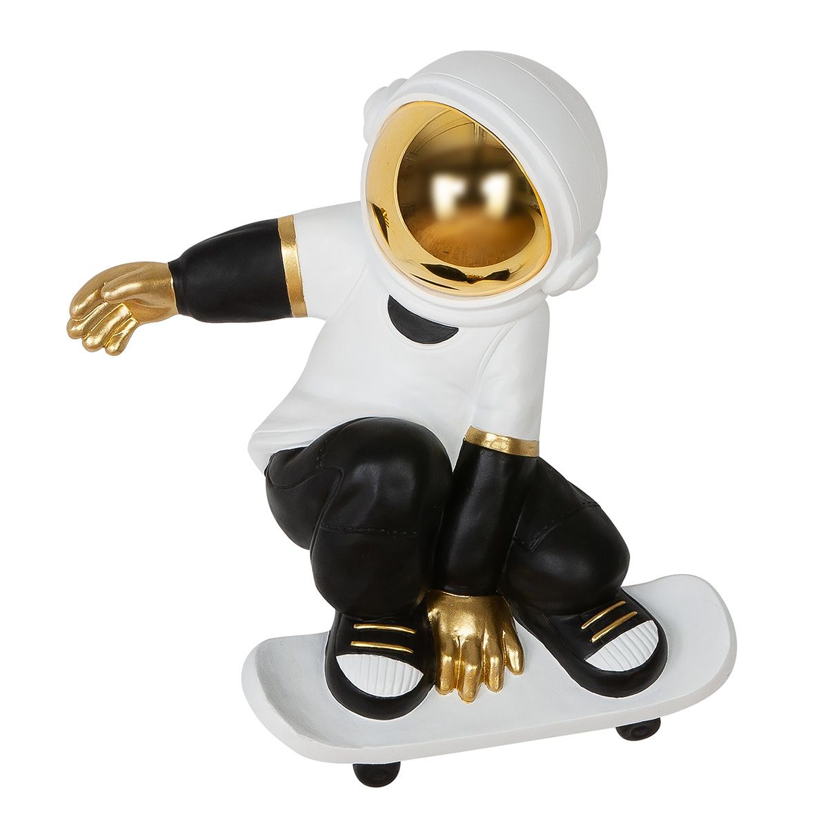 Wandobjekt Astronaut auf Skateboard Weiss Schwarz 44cm