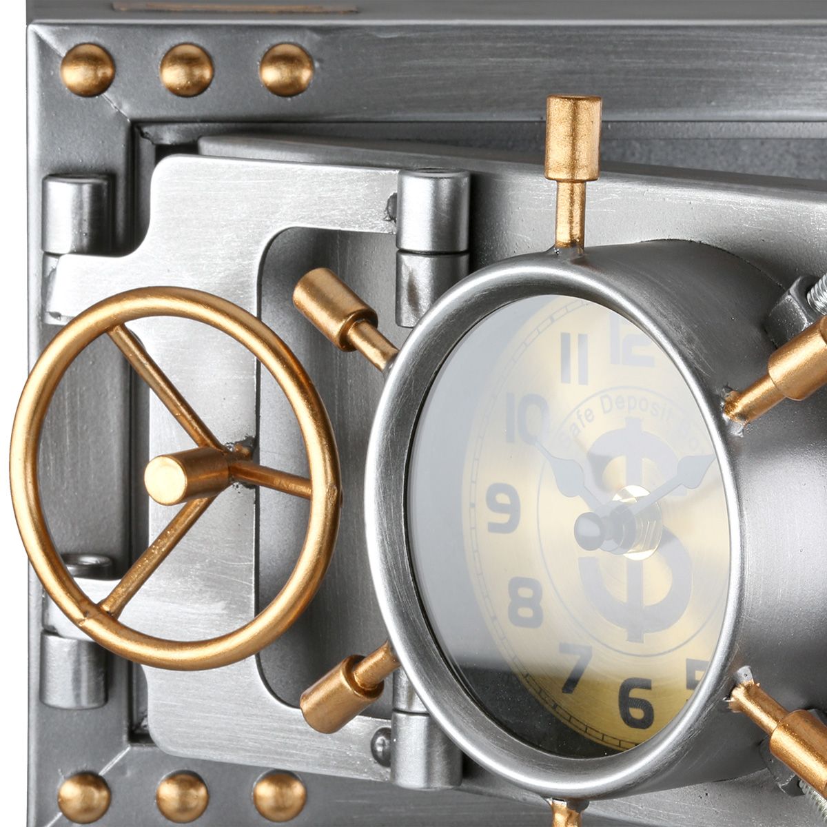 Steampunk Spardose Tresor Uhr Metall Silber 24 cm