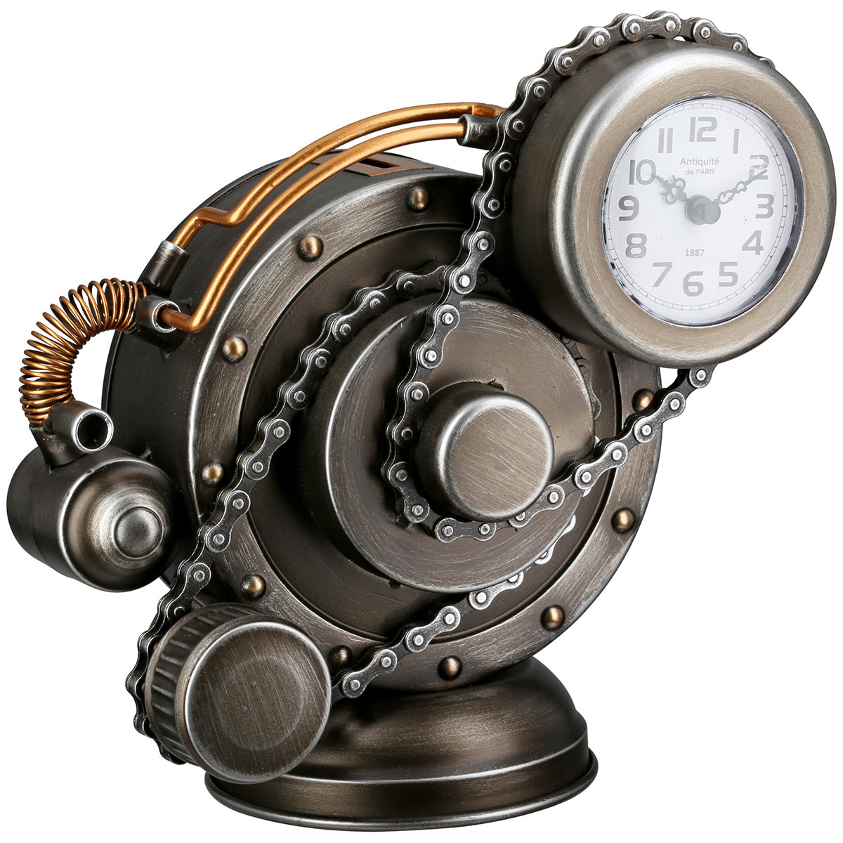 Tischuhr Cada Rund Silberfarben 25cm Metall Antikfinish