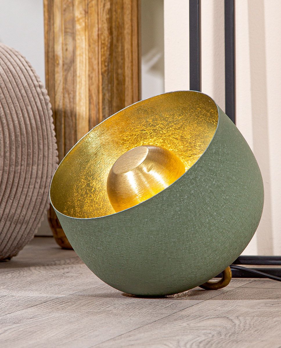 Bodenleuchte Verda grün gold Metall modern rund 25cm
