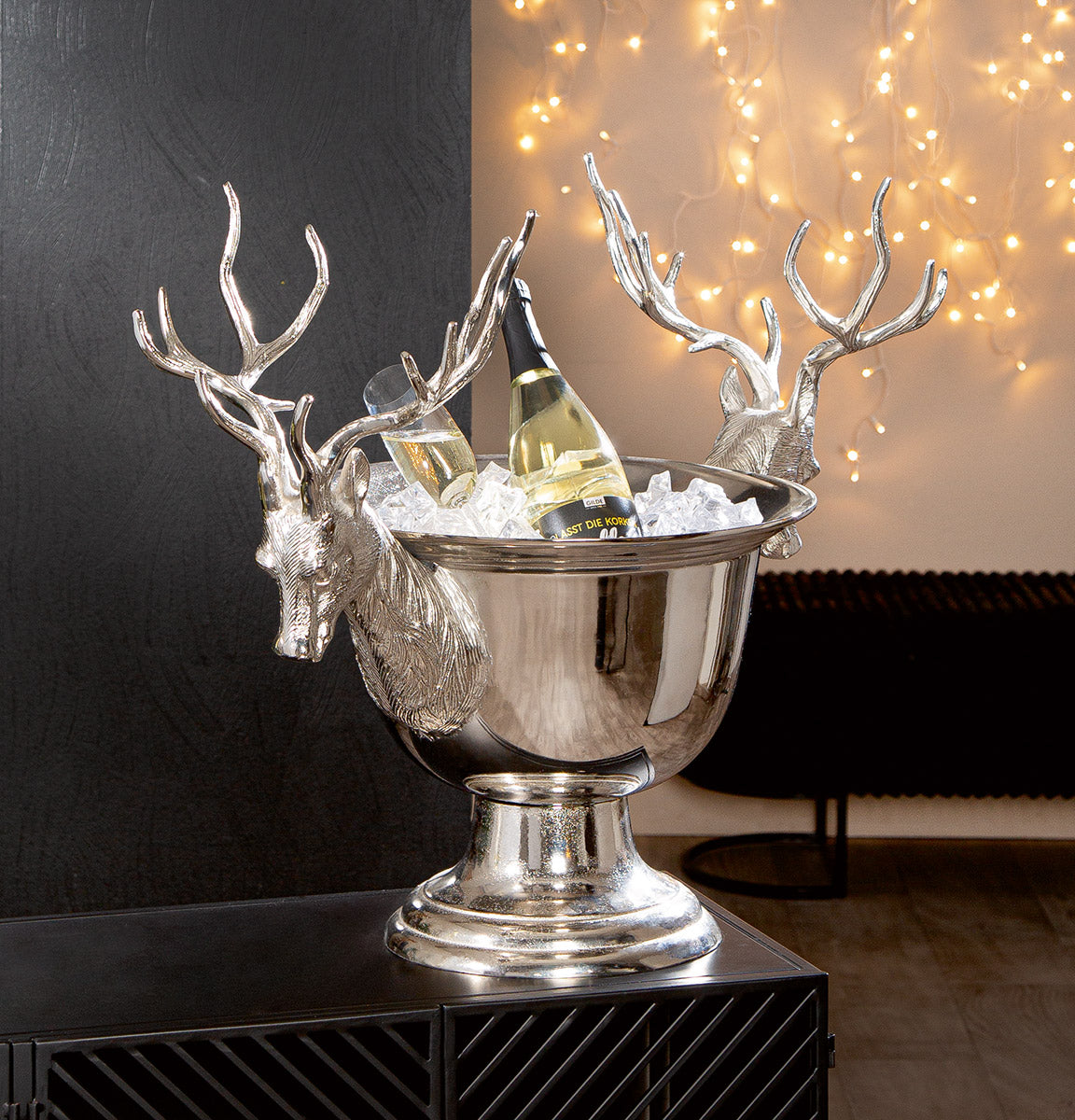 Sekt- Weinkühler William silber Hirsch Design Aluminium