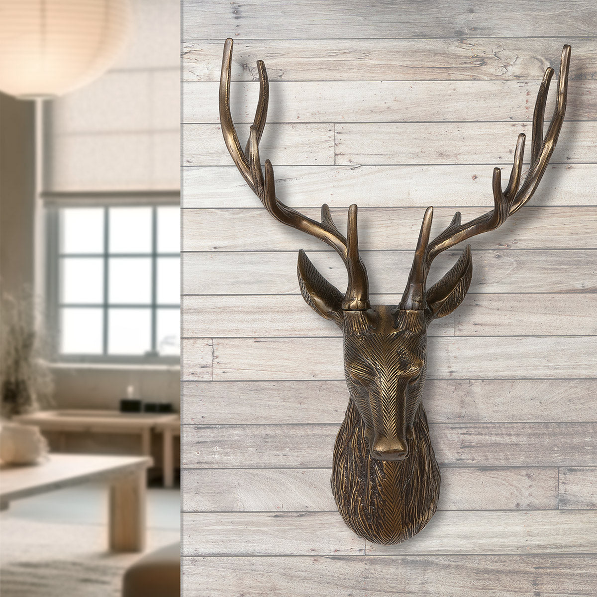 Wandobjekt Hirsch Liam Bronzeoptik Aluminium 55cm