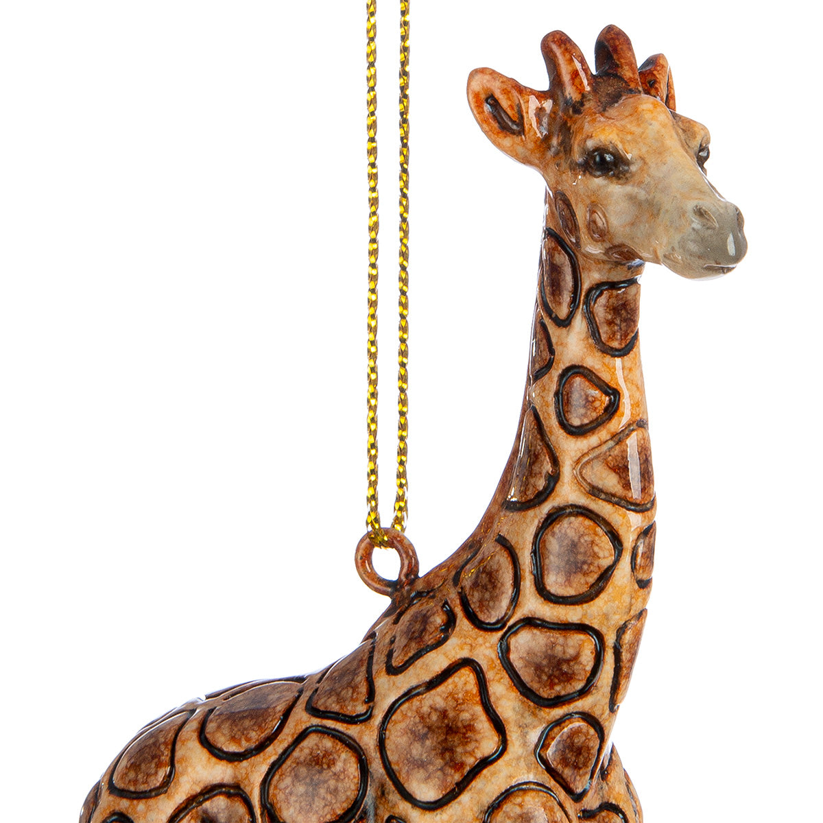 Giraffe Noël Weihnachtsanhänger 12er Set Braun Glänzend Kunstharz
