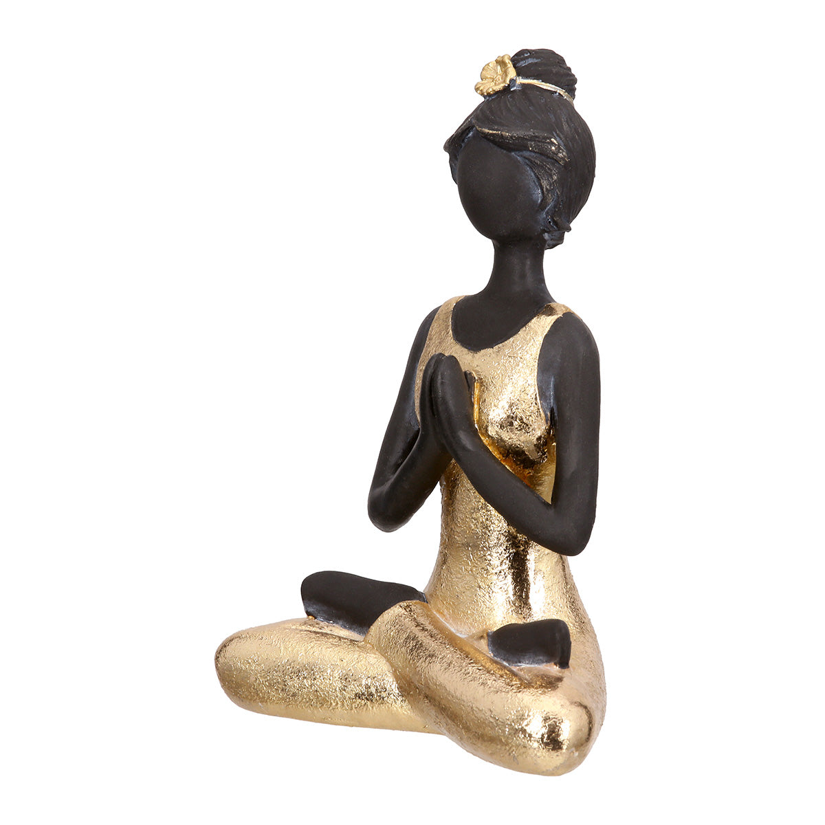 Dekofigur Amira Yoga Frau Gold Schwarz 15,5 cm sitzend