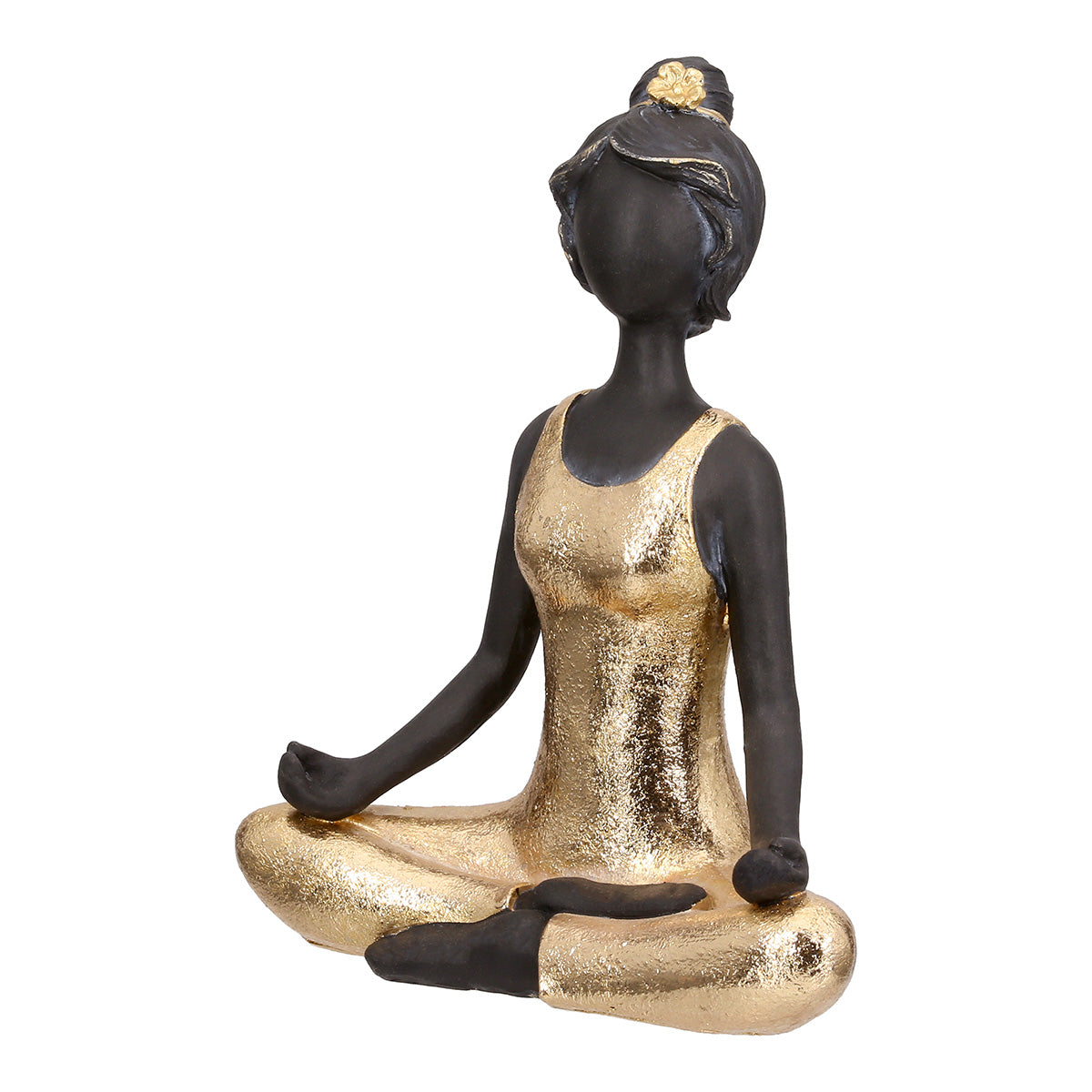 Dekofigur Elenya Yoga Frau Gold Schwarz 20 cm sitzend