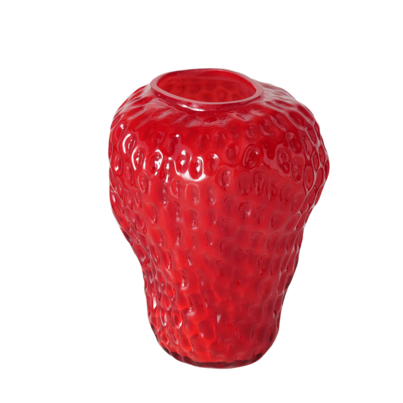 Glasvase BerryGlow Erdbeeroptik Rot Handgefertigt 20cm