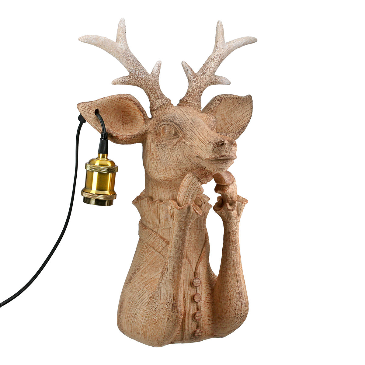 Tischleuchte Hirsch Lady Deer Braun Holzoptik 45cm