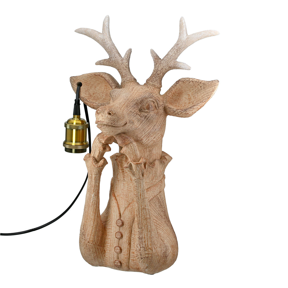 Tischleuchte Hirsch Lady Deer Braun Holzoptik 45cm