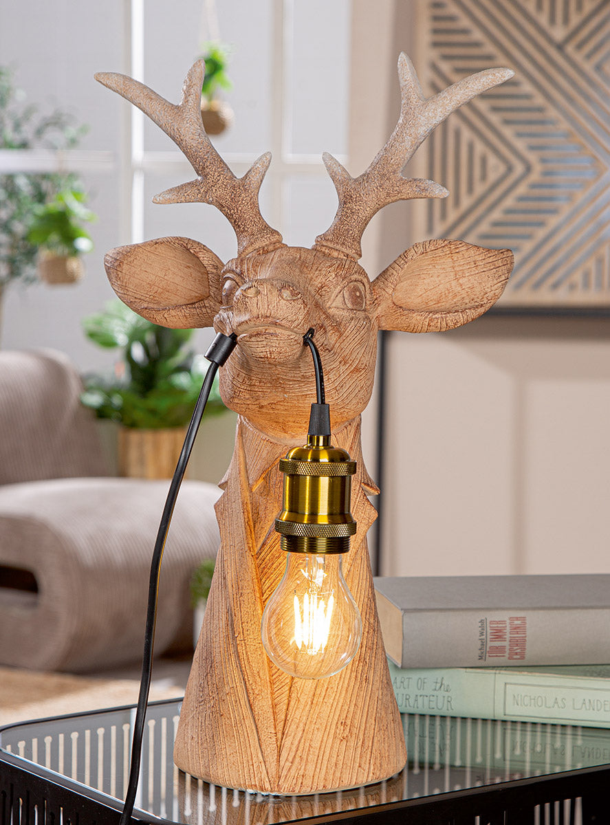 Tischleuchte Gentleman Deer Braun Holzoptik 45cm