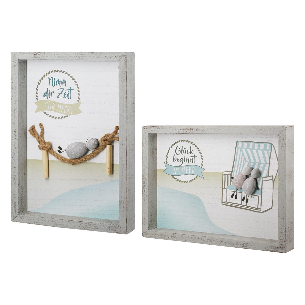 Steinbild Wellenglück Wanddeko Maritim 2er Set