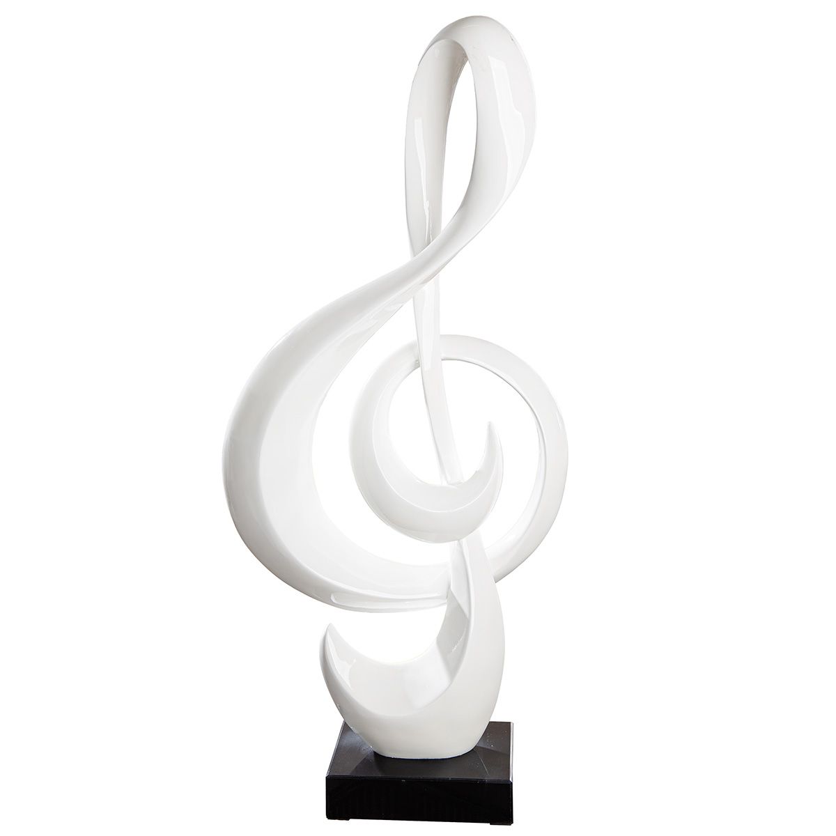 Skulptur Notenschlüssel Weiß Kunstharz Marmor 83 cm