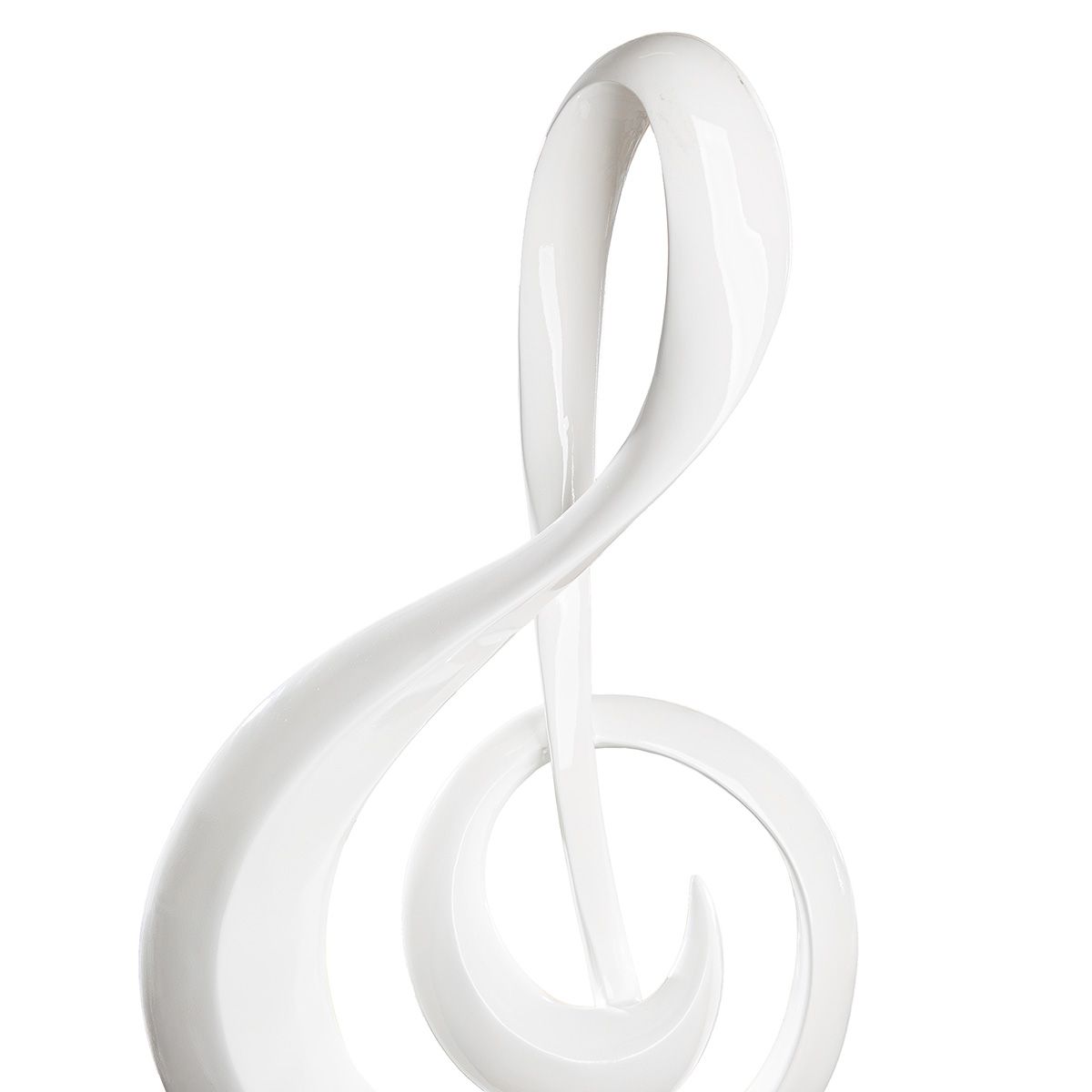 Skulptur Notenschlüssel Weiß Kunstharz Marmor 83 cm