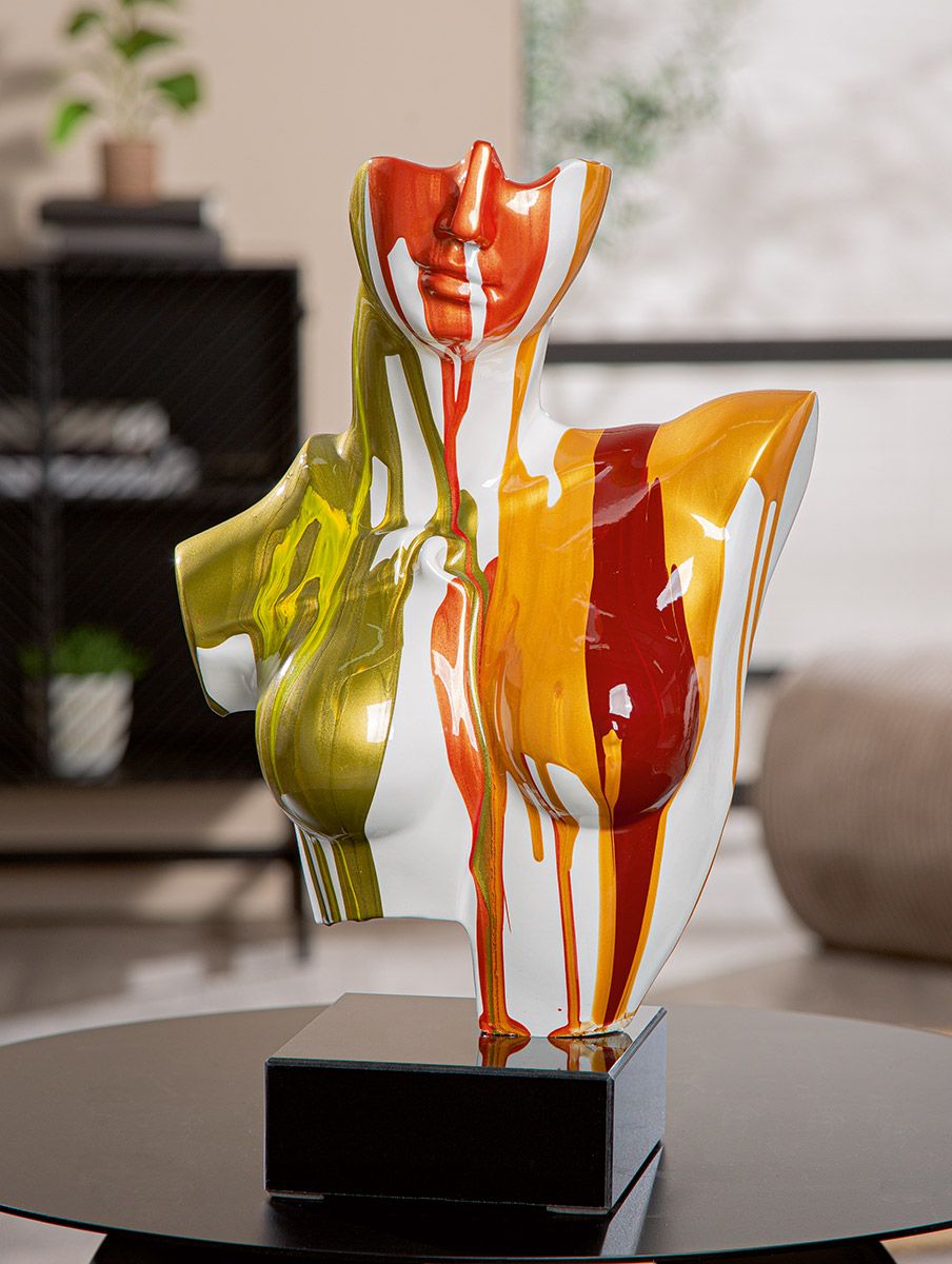 Skulptur Bella – Ausdrucksstarke Frauenbüste mit kunstvoller Farbgestaltung Marmor