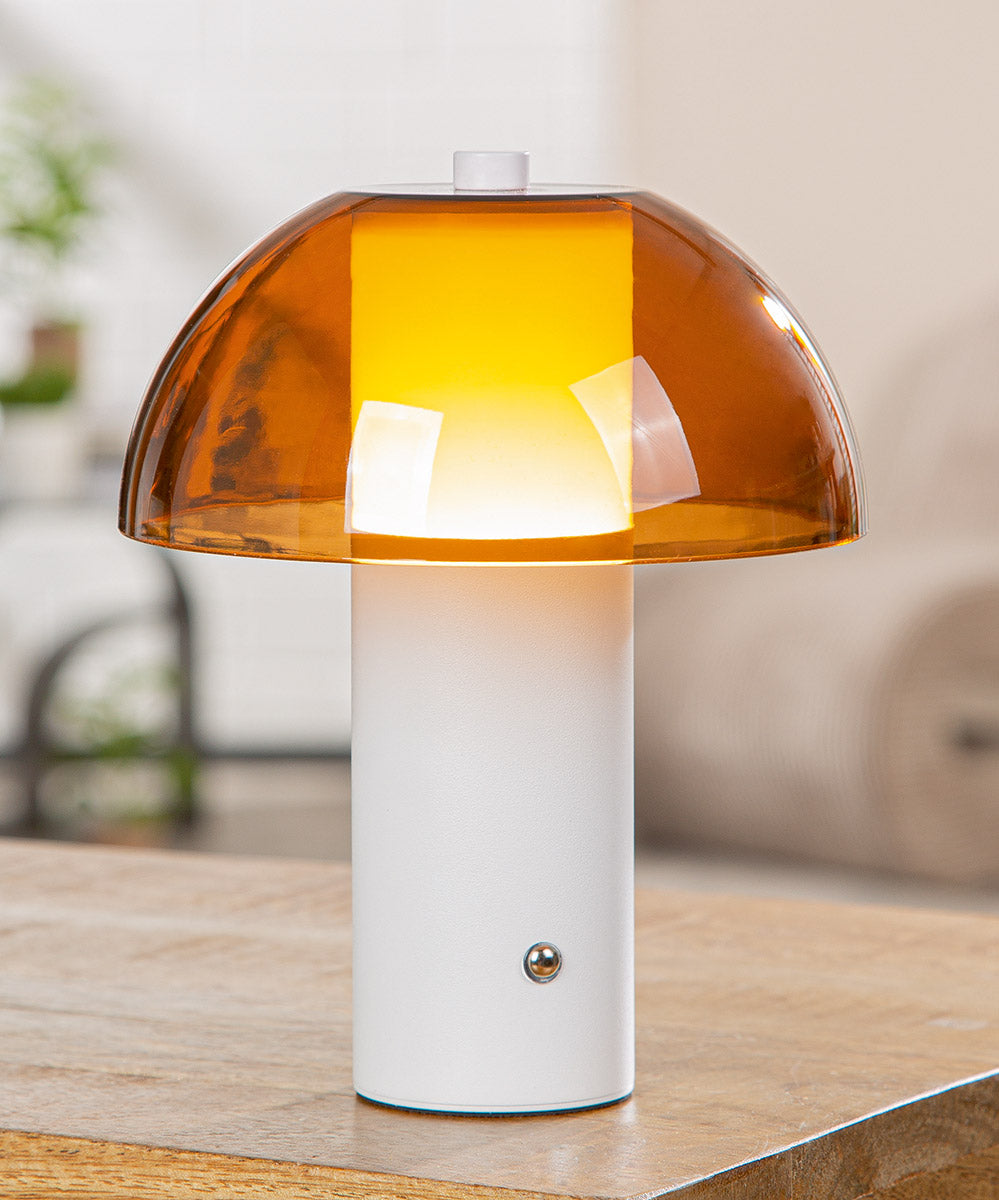 LED Tischleuchte Lucento Pilzform Orange Weiß