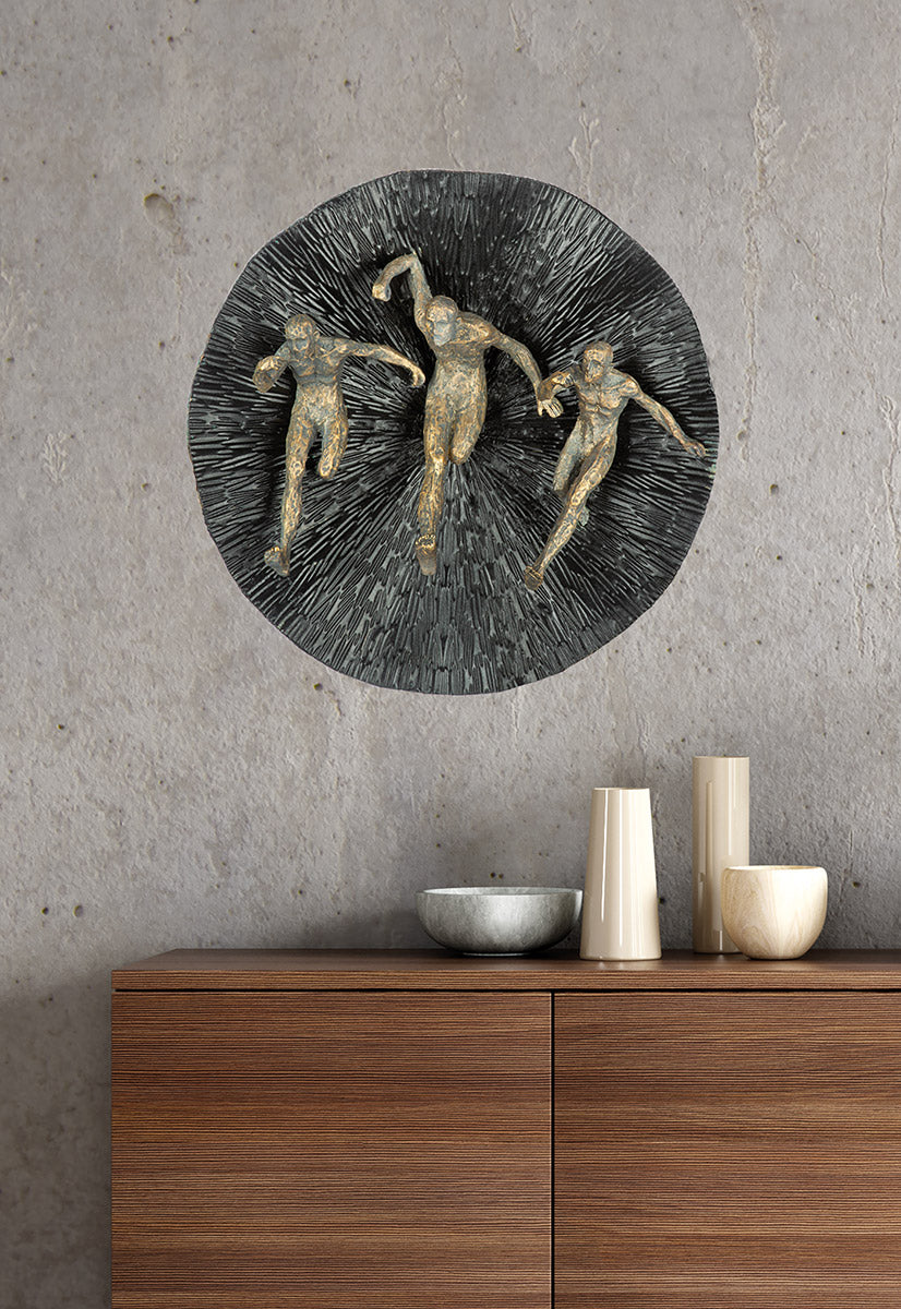 Wandobjekt Runners 39cm Schwarz Bronze Kunstharz