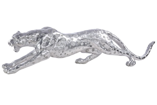 XXL Poly Gepard Skulptur in Silberfarben Matt – Ein Ausdruck von Eleganz und Dynamik Breite 145cm