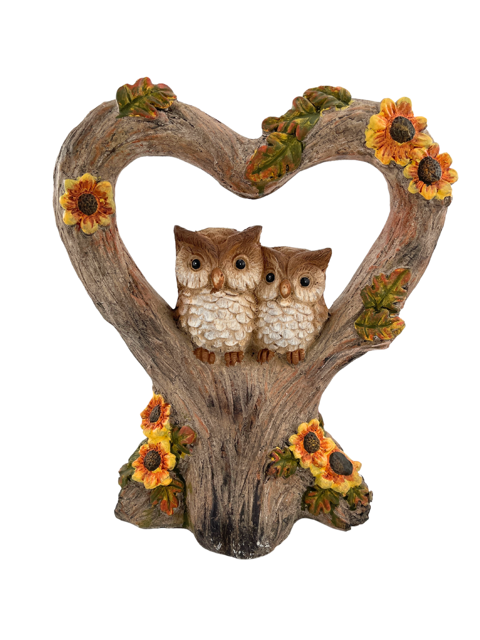 Herbstliche Dekofigur Eulenpaar im Herz 35 cm