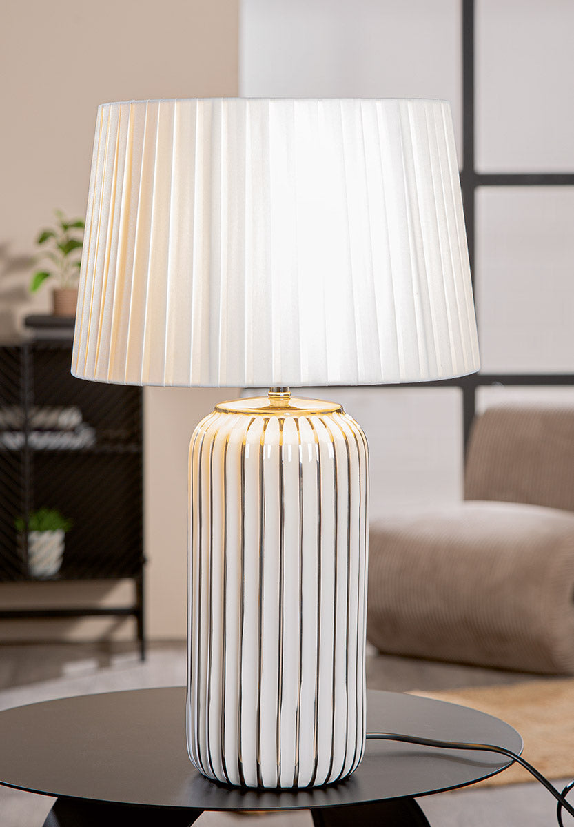 Tischleuchte Stripes Keramik weiß