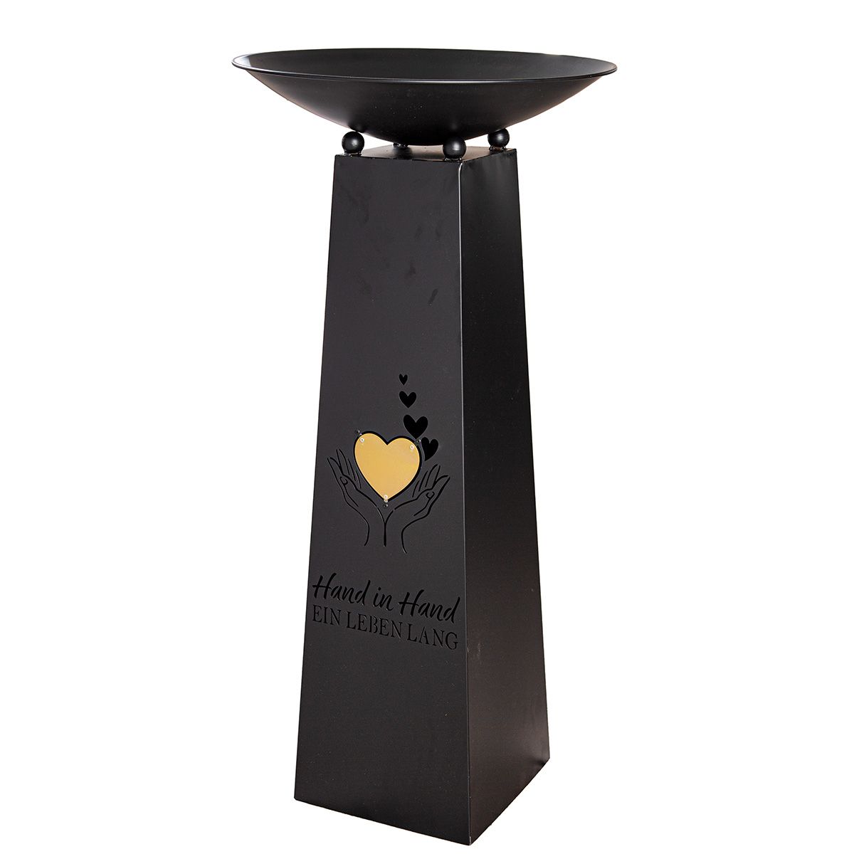 Schalenständer Metall Schwarz Herzmotiv Hand in Hand 102cm
