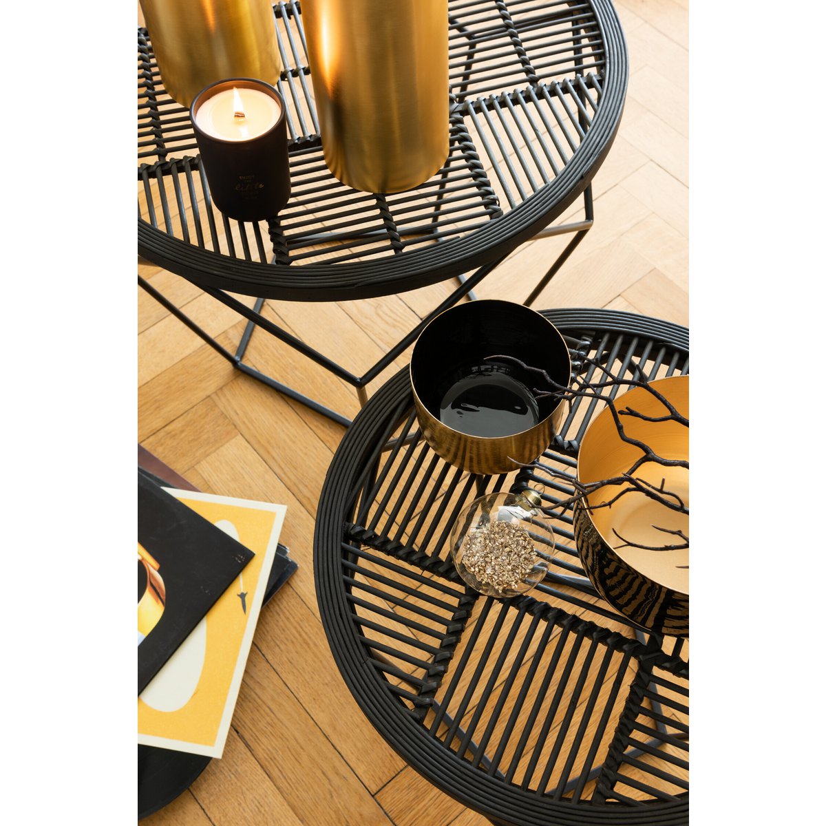 J-Line Weihnachtskugel – Glas – klar/gold – mittel – 4er-Box