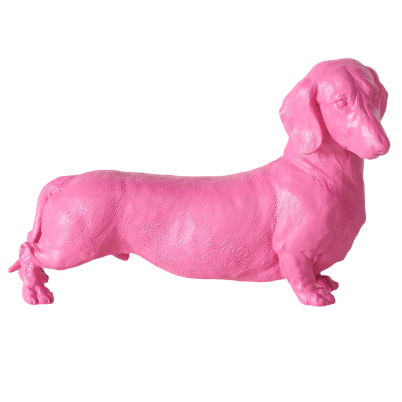 Dekofigur Wuffolino Pinker Dackel Hund Kunstharz Matt 38cm