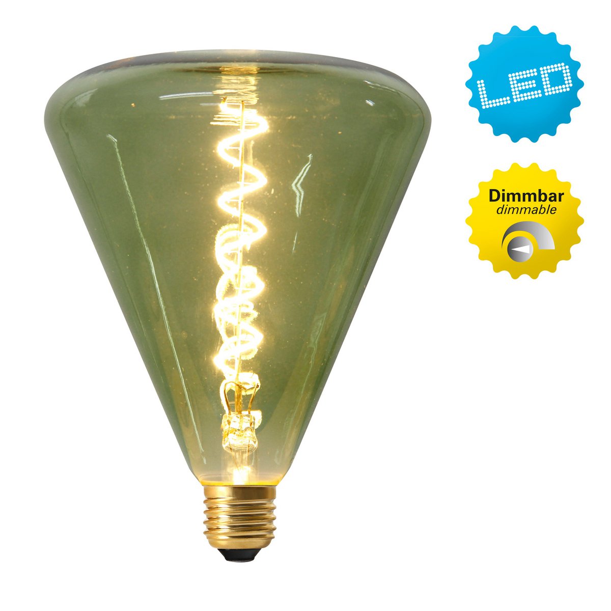 LED Leuchtmittel "DILLY" E27-Fassung, 4 Watt, Metall und Glas in Grün