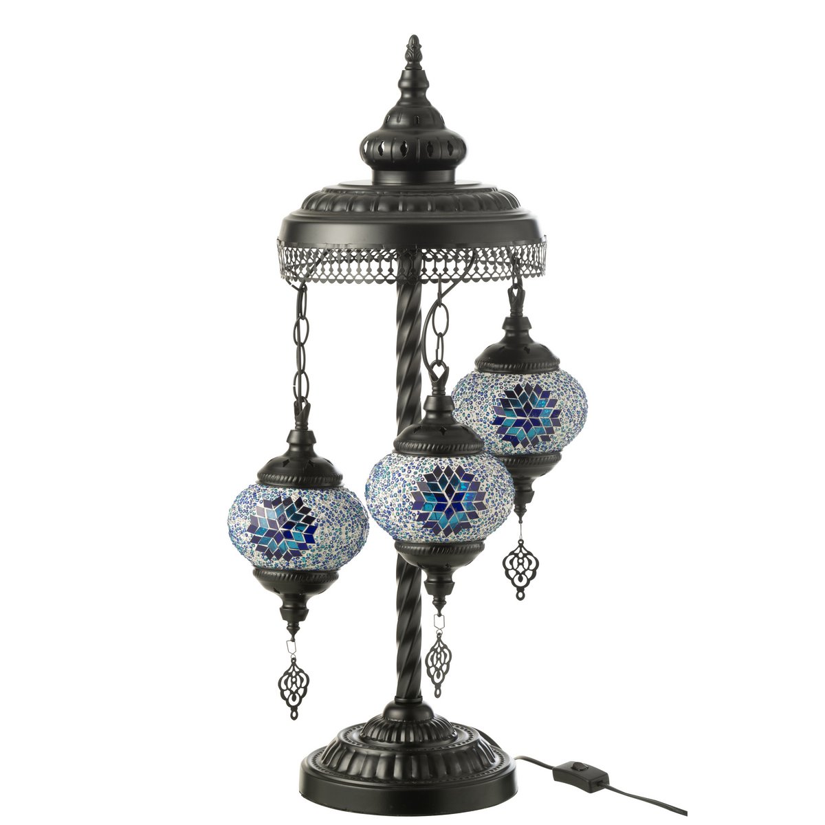 J-Line Lampe Mosaik 3 Glühbirnen Glas/Metall Blau