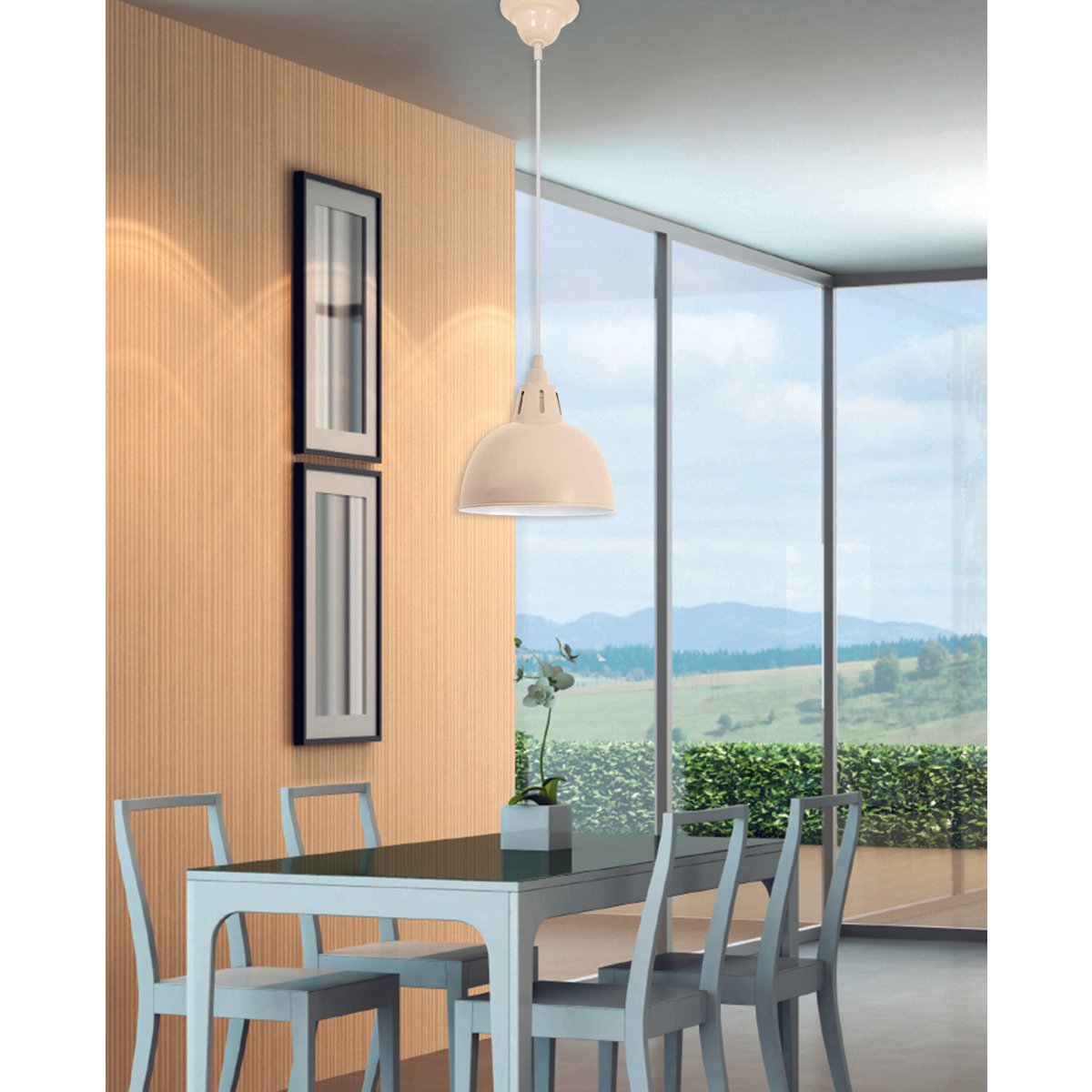 Metall-Pendelleuchte "DESIRA", Retro Classic, aus Metall in Hellbraun, E27-Fassung