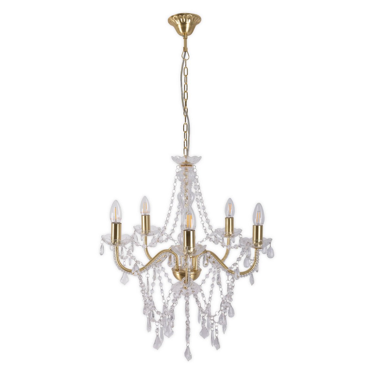 5er Krone "Cecilia" Ø 52 cm, aus Metall und Acryl, in Gold, E14