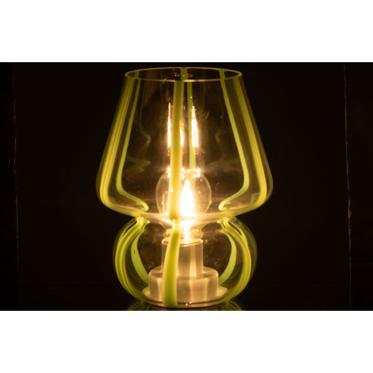 J-Line-Tischlampenstreifen Glas transparent/grün groß