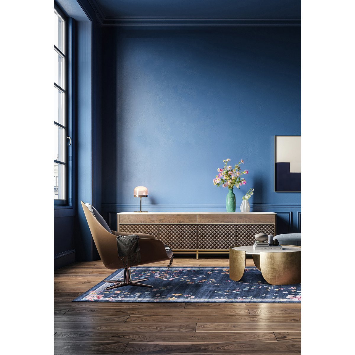 Polyester Teppich in strukturierter Samteffekt Hortense