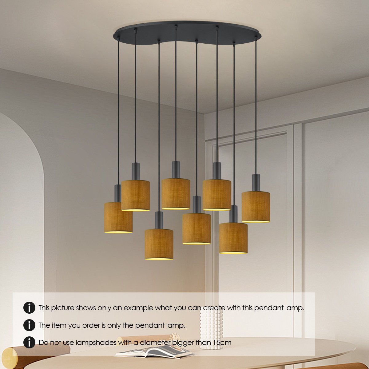 Ovale Metall-Hängelampe 8L - 80/27,5/117,5CM