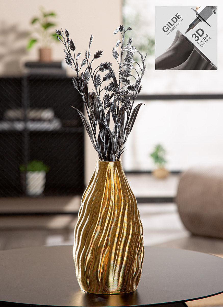 Vase Fold Keramik goldfarben