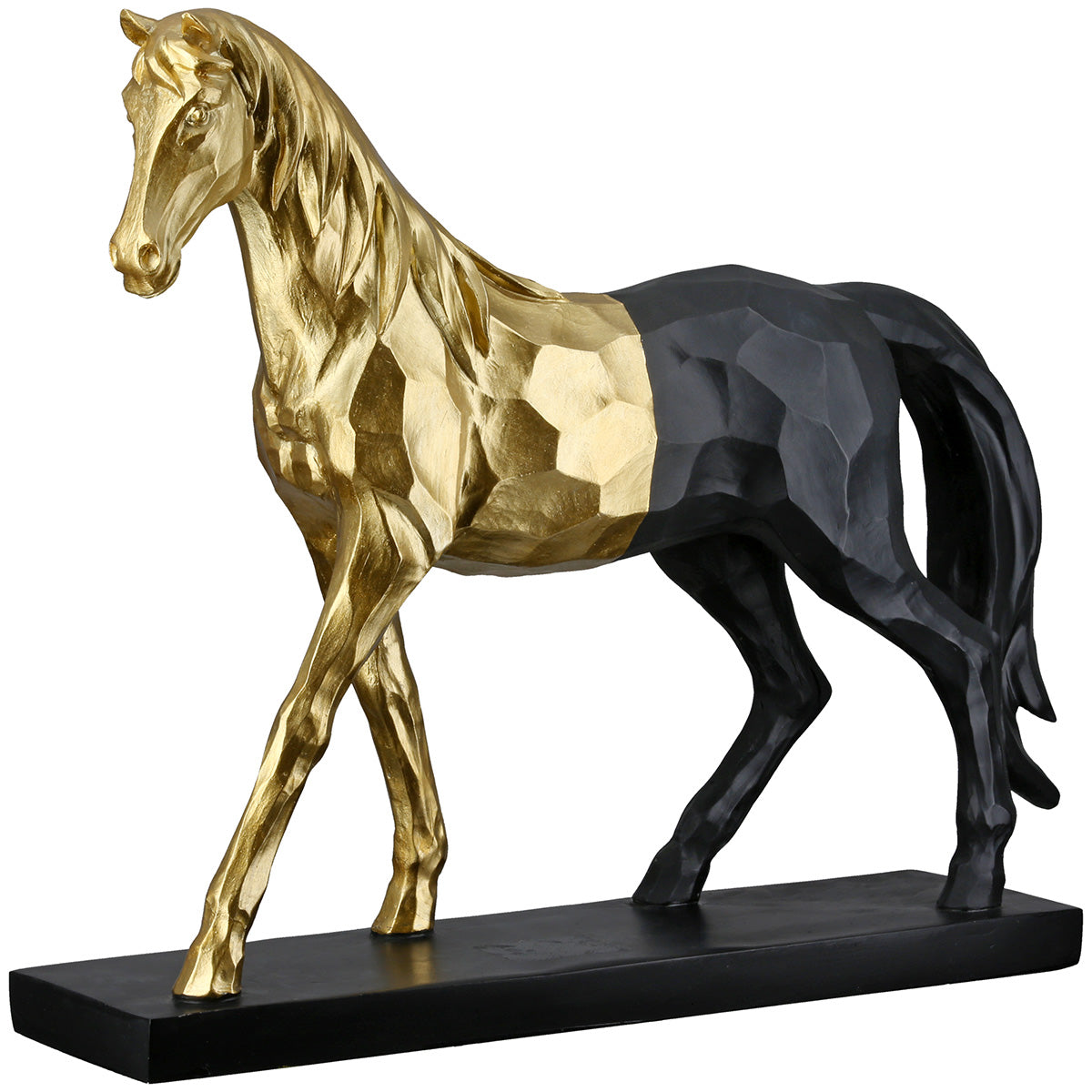 Pferdeskulptur Merlin gold schwarz Dekofigur modern 34cm