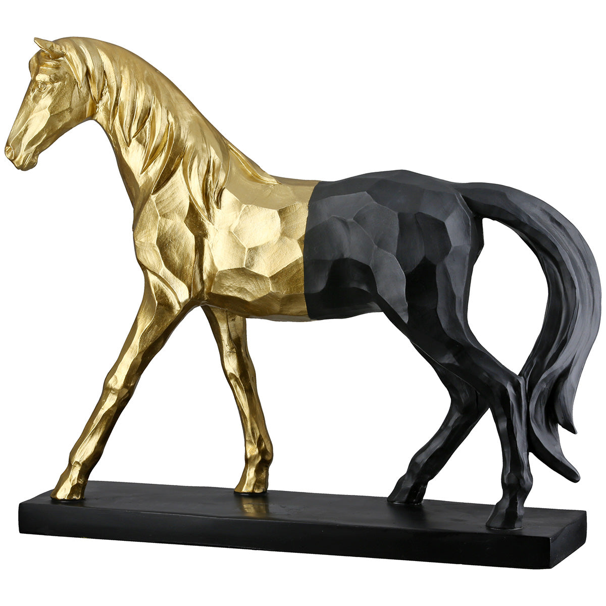 Pferdeskulptur Merlin gold schwarz Dekofigur modern 34cm