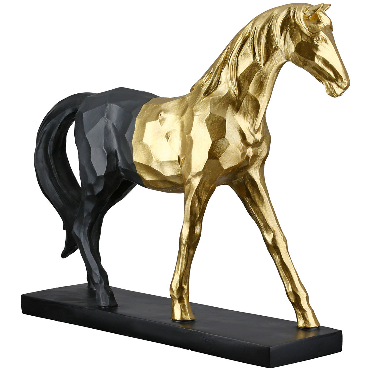 Pferdeskulptur Merlin gold schwarz Dekofigur modern 34cm