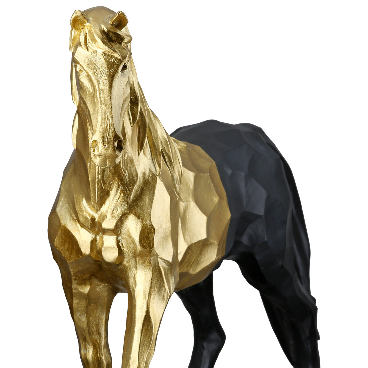 Pferdeskulptur Merlin gold schwarz Dekofigur modern 34cm