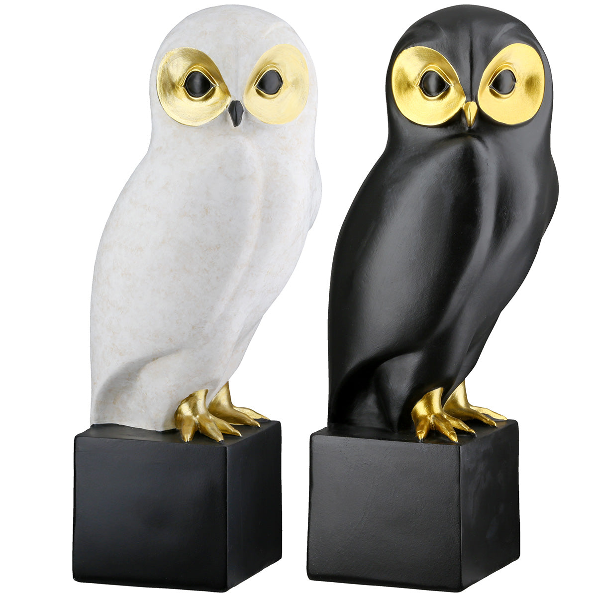 Eulen Skulptur Ophelia schwarz weiß gold modern 26cm