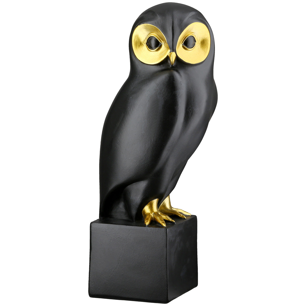 Eulen Skulptur Ophelia schwarz weiß gold modern 26cm