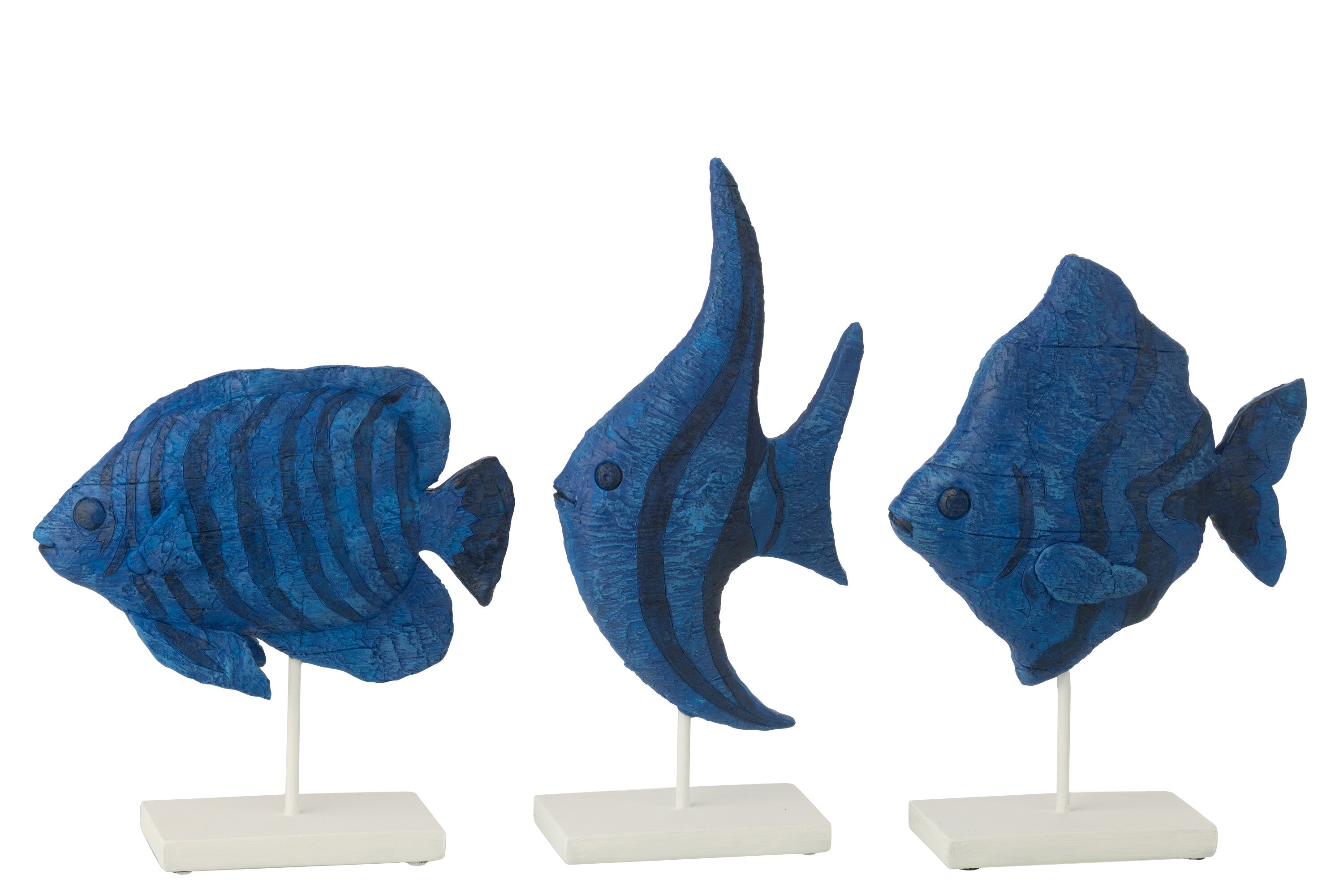 Fisch Skulptur Set Marino Pisces Trio blau weiss
